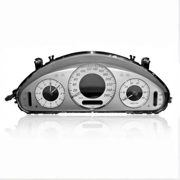 Mercedes E Klasse W211 Tacho mit Uhr, Geschwindigkeitsanzeige und Temperaturanzeige
